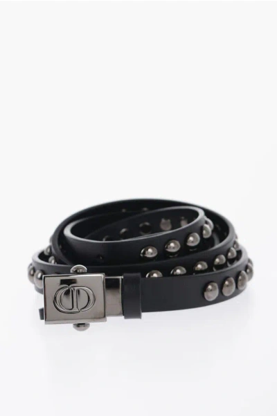 Dior Leather Studded Belt 15mm In Black