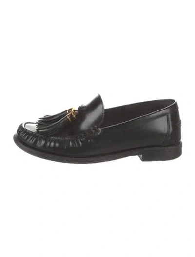 Pre-owned Dior Leather Tassel Accents Loafers In Black
