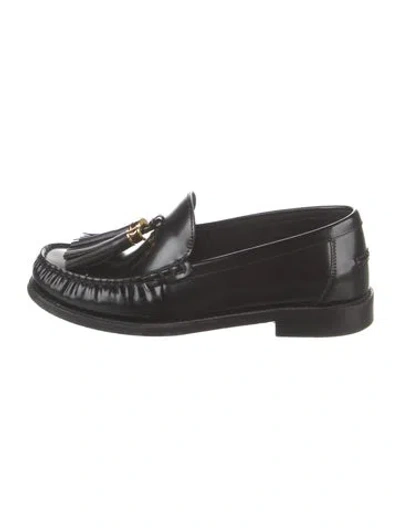 Pre-owned Dior Leather Tassel Accents Loafers In Black