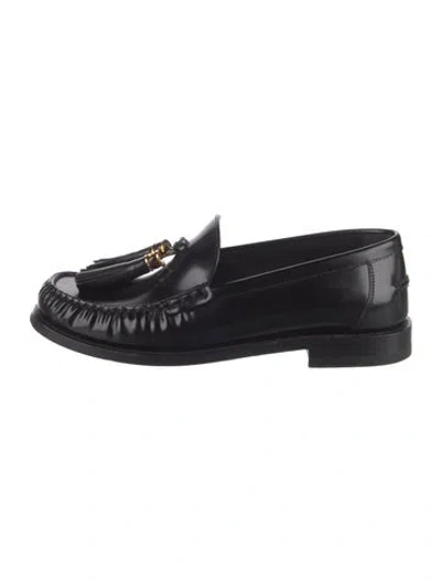 Pre-owned Dior Leather Tassel Accents Loafers In Black