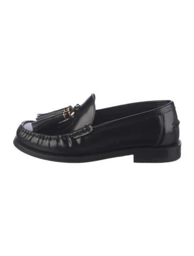 Pre-owned Dior Leather Tassel Accents Loafers In Black