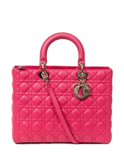 Pre-owned Dior Leather Tote Bag In Pink
