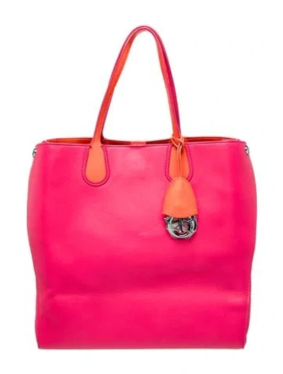 Pre-owned Dior Leather Tote In Pink