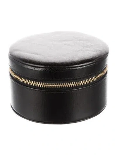 Pre-owned Dior Leather Travel Jewelry Case In Black