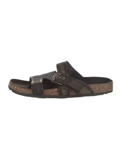 Pre-owned Dior Leather Trim Embellishment Slides In Multi