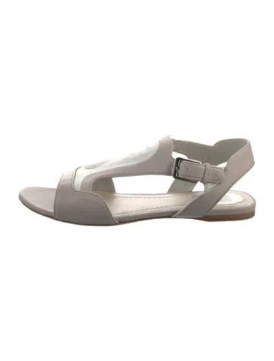 Pre-owned Dior Leather T-strap Sandals In Neutral