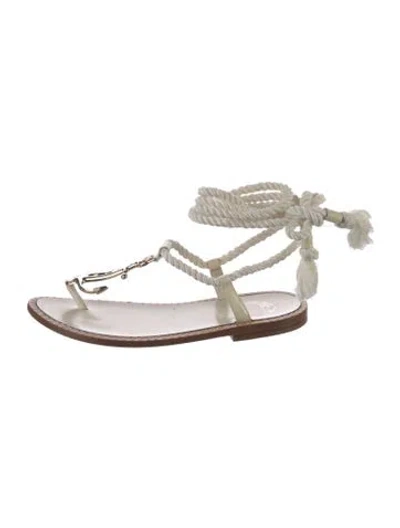 Pre-owned Dior Leather T-strap Sandals In White