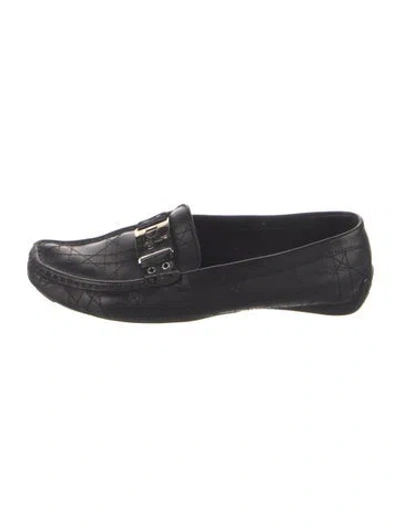 Pre-owned Dior Leather Tweed Pattern Loafers In Blue