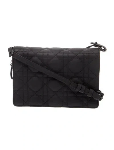 Pre-owned Dior Leather Ultramatte Lady  Pouch Small In Black