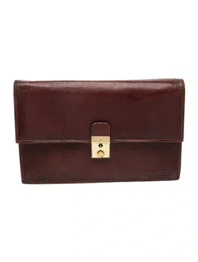 Pre-owned Dior Leather Vintage Clutch In Brown