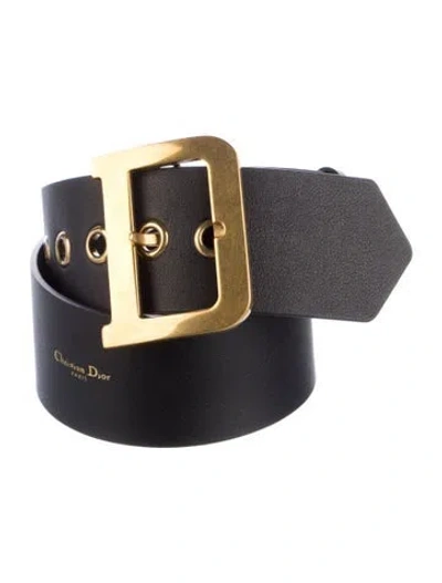 Pre-owned Dior Leather Waist Belt In Black