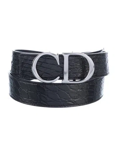Pre-owned Dior Leather Waist Belt In Black