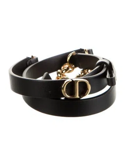 Pre-owned Dior Leather Waist Belt In Black