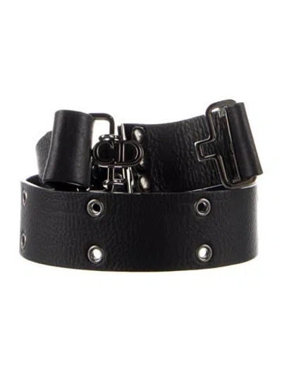 Pre-owned Dior Leather Waist Belt In Black