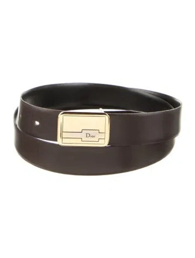 Pre-owned Dior Leather Waist Belt In Black