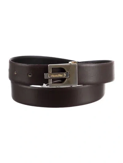 Pre-owned Dior Leather Waist Belt In Black