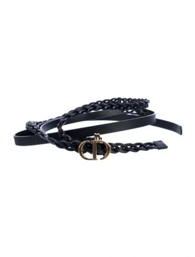 Pre-owned Dior Leather Waist Belt In Black