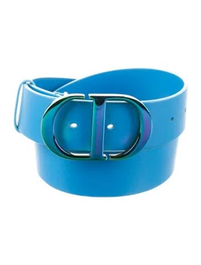 Pre-owned Dior Leather Waist Belt In Blue