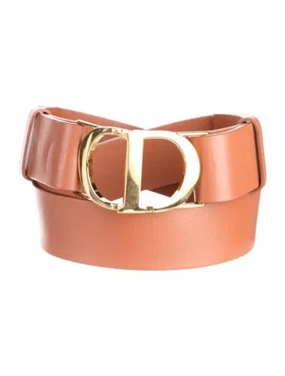Pre-owned Dior Leather Waist Belt In Brown