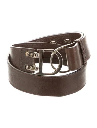 Pre-owned Dior Leather Waist Belt In Brown
