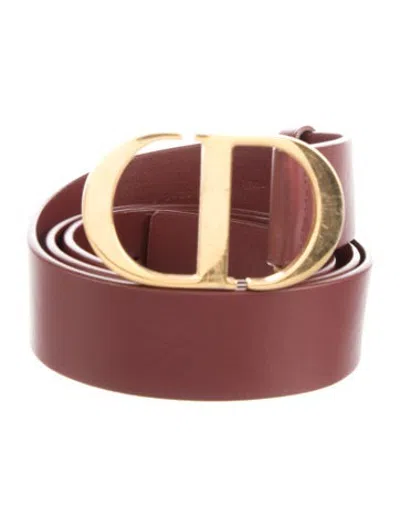 Pre-owned Dior Leather Waist Belt In Burgundy