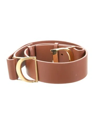 Pre-owned Dior Leather Waist Belt In Neutral