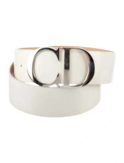 Pre-owned Dior Leather Waist Belt In White