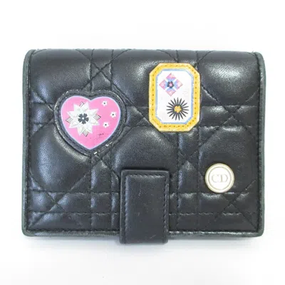 Pre-owned Dior Leather Wallet (bi-fold) () In Black