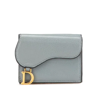 Pre-owned Dior Leather Wallet (tri-fold) () In Gray