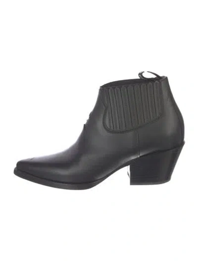 Pre-owned Dior Leather Western Boots In Black