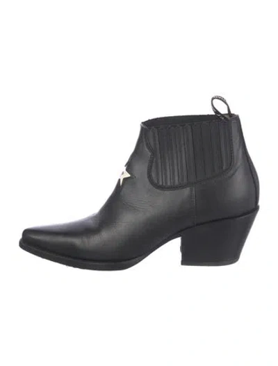 Pre-owned Dior Leather Western Boots In Black