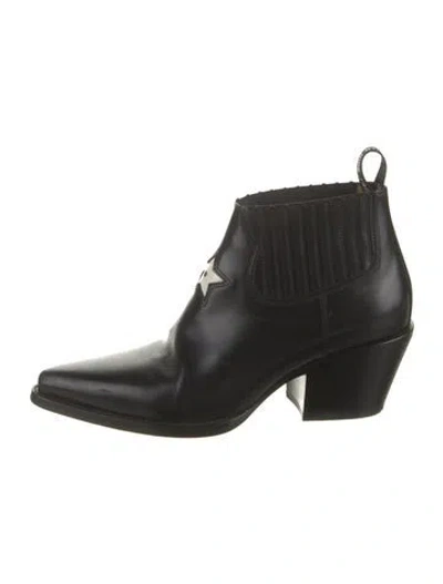 Pre-owned Dior Leather Western Boots In Black