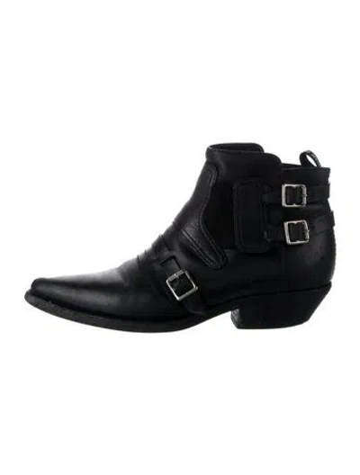 Pre-owned Dior Leather Western Boots In Black