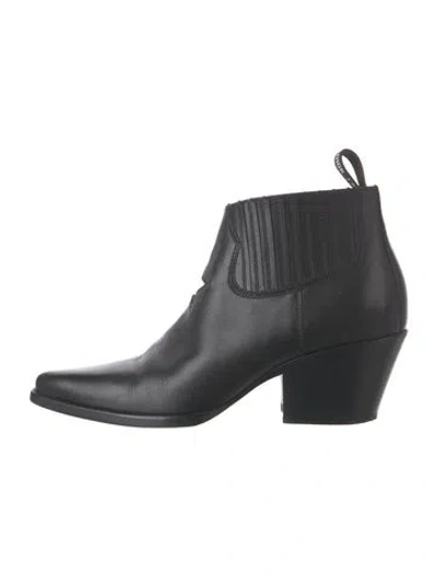 Pre-owned Dior Leather Western Boots In Black