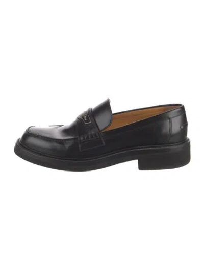 Pre-owned Dior Leather Whipstitch Trim Loafers In Black