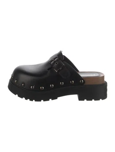 Pre-owned Dior Leather Whipstitch Trim Mules In Black