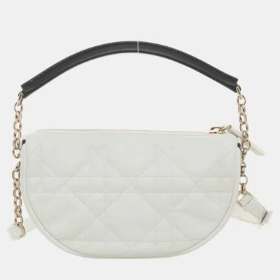 Pre-owned Dior Leather White Small Vibe Hobo Bag