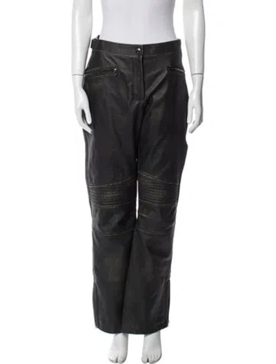 Pre-owned Dior Leather Wide Leg Pants In Black