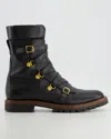 DIOR LEATHER WILDIOR BOOTS WITH GOLD LOGO DETAIL