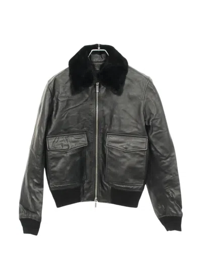 Pre-owned Dior Leather Zip-up Jacket In Black