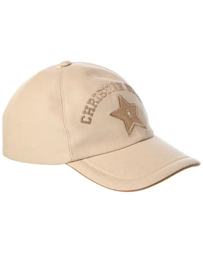 Dior Leather-trim Baseball Cap In Beige