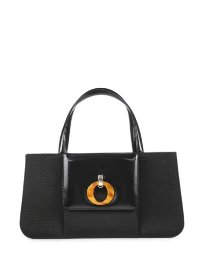 Pre-owned Dior Leather-trim Tote Bag In Black