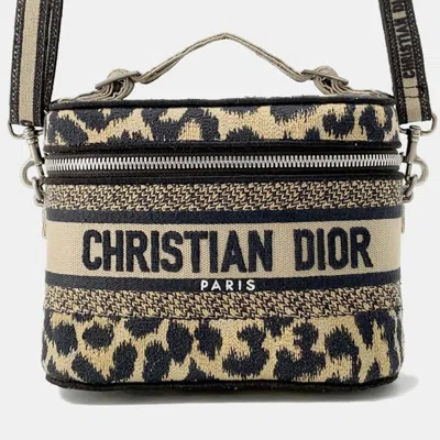 Pre-owned Dior Leopard Beige Canvas Vanity Handbag