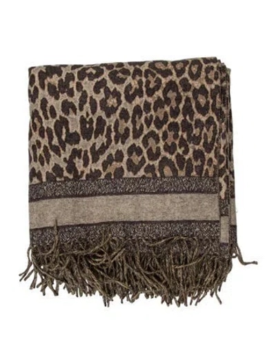 Pre-owned Dior Leopard Throw Blanket In Neutral