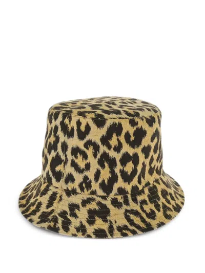 Pre-owned Dior Leopard-print Bucket Hat In Neutrals