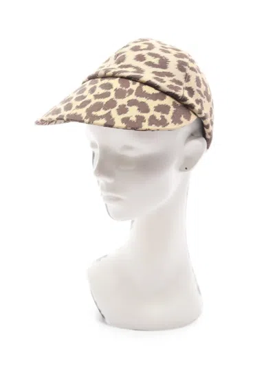 Pre-owned Dior Leopard-print Cotton Cap In Brown