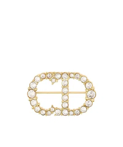 Dior Letter Gold-plated Brooch In Yellow