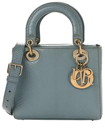 Dior Light Blue Snakeskin Lady  Ghw (authentic Pre-loved)
