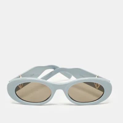 Pre-owned Dior Light Blue/black Cd Diamond R11 Oval Sunglasses