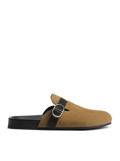 Dior Light Brown Suede Calfskin Aqua Mules
